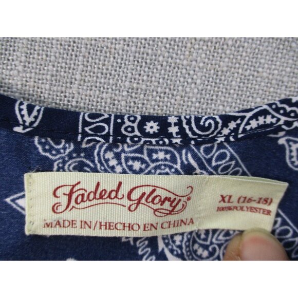 Navy Blue Bandana Print Sleeveless Tank Top By Faded Glory - Picture 3 of 7